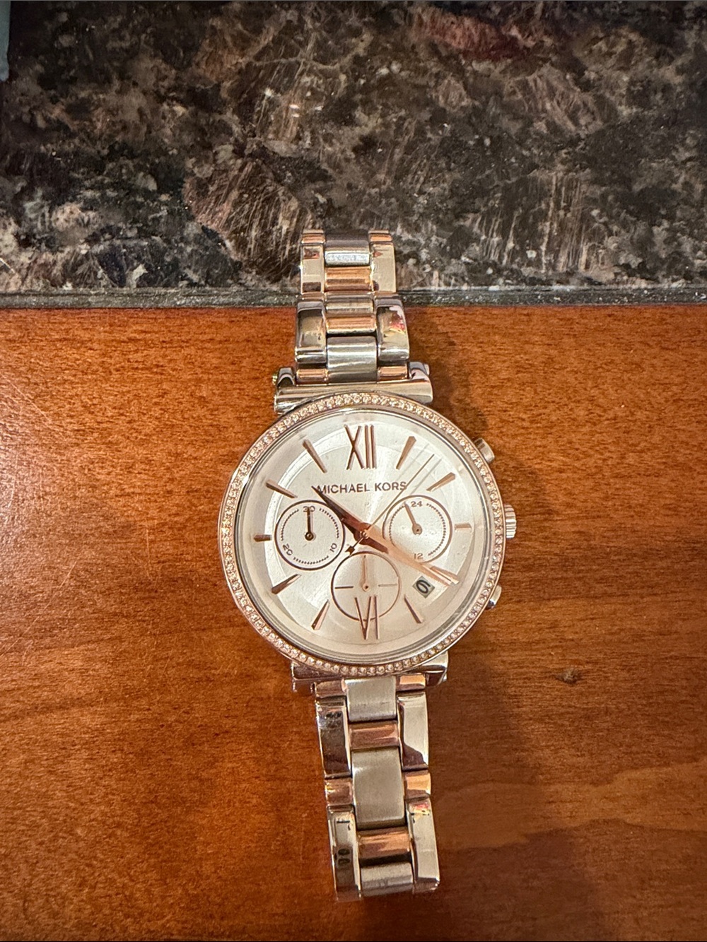 Michael Kors Rose Gold Crystal-Accent Chronograph Bracelet Watch